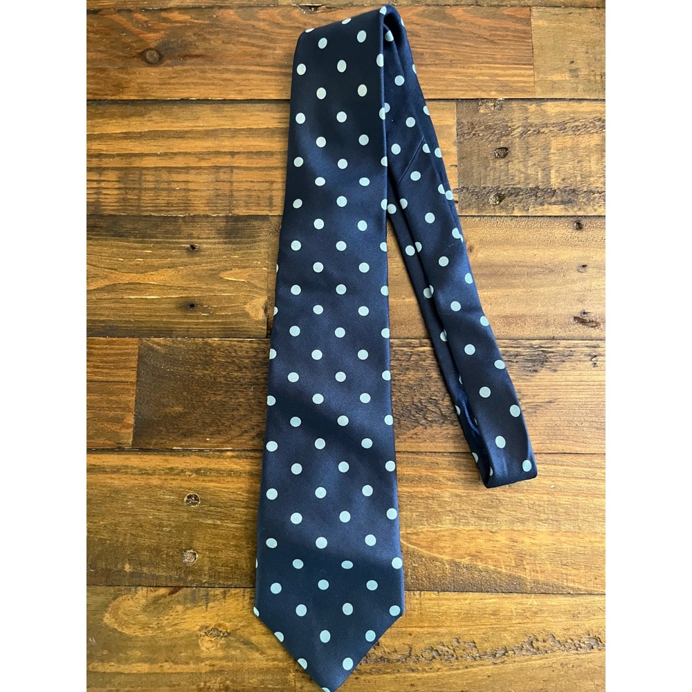 LIBERTY OF LONDON Tie Polka Dot Silk Mens OS Navy Blue Classic Business Formal